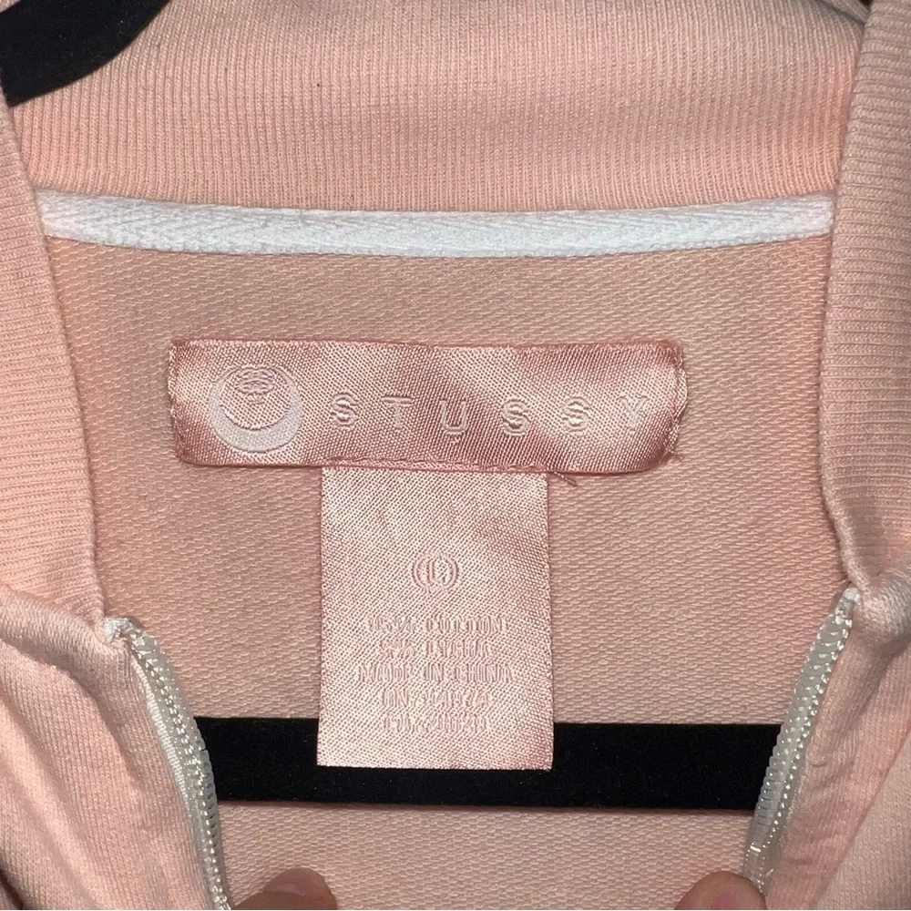 Vintage Stussy Y2K Baby Pink Full Zip Lightweight Jacket Size: Large